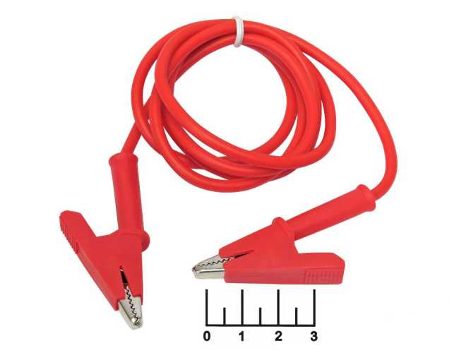 Шнур соединительный с крокодилами 1м L-60 красный изолированный