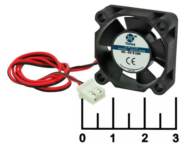 Вентилятор 5V 0.1A 30*30*10мм HD301005B (разъем 2pin)