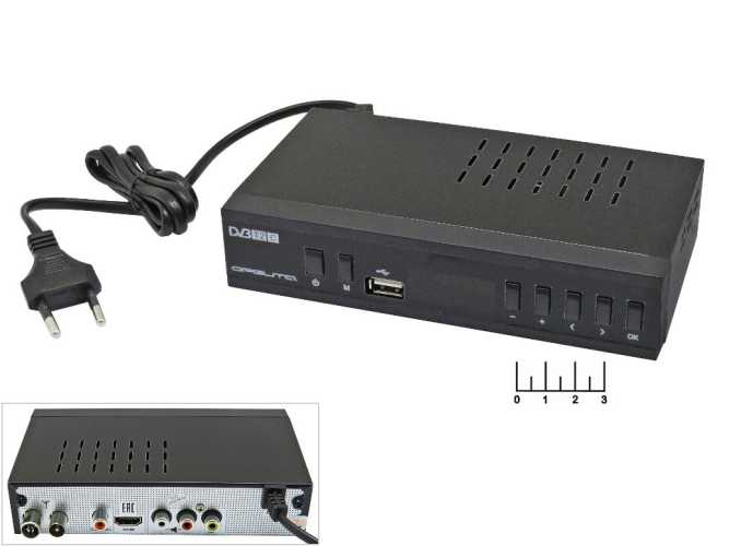 Ресивер цифровой телевизионный DVB-T2C Орбита OT-DVB28 + медиаплеер  (шнур 3RCA-3RCA)