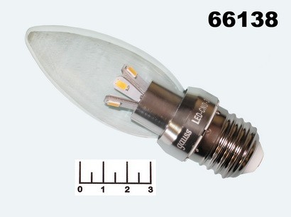 Лампа светодиодная 220V 3W E27 4100K белый свеча прозрачная Gauss