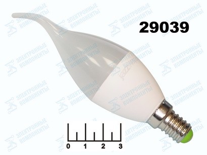 Лампа светодиодная 220V 9W E14 3000K белый теплый свеча на ветру матовая Jazzway (37*131)