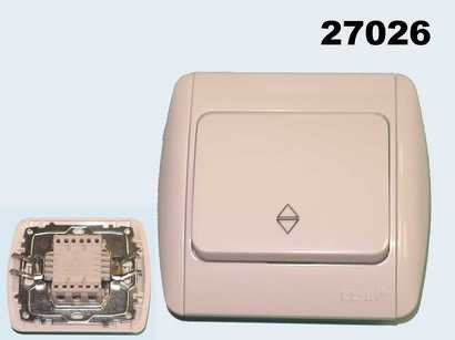 Выключатель 1-клавишный проходной EL-BI Zirve белый