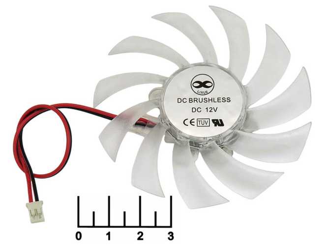 Вентилятор 12V 0.09A 75мм для видеокарты (разъем 2pin)