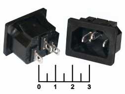 Разъем питания 3pin штекер C14 в панель горизонтальный фиксатор (AC-05)