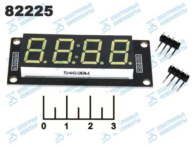 Радиоконструктор Arduino дисплей светодиодный I2C 4 7-ми сегментных индикатора TM1637 белый