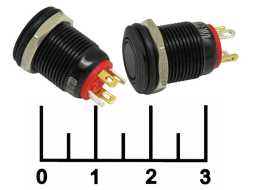 Кнопка 12A-P10D/ER без фиксации антивандальная красная 24V (12мм) (круг) 4 контакта (черный мет)