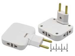 Тройник электрический /3 без земли 10A CM03 поворотный белый