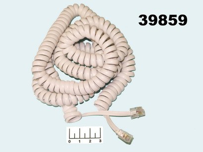 Шнур телефонный витой к трубке 7м 4P4C (RJ-9) (белый)