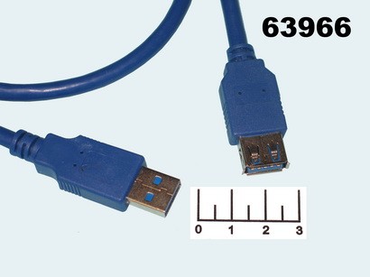ШНУР USB A 3.0-USB A 3.0 ГНЕЗДО 0.75М СИНИЙ REXANT