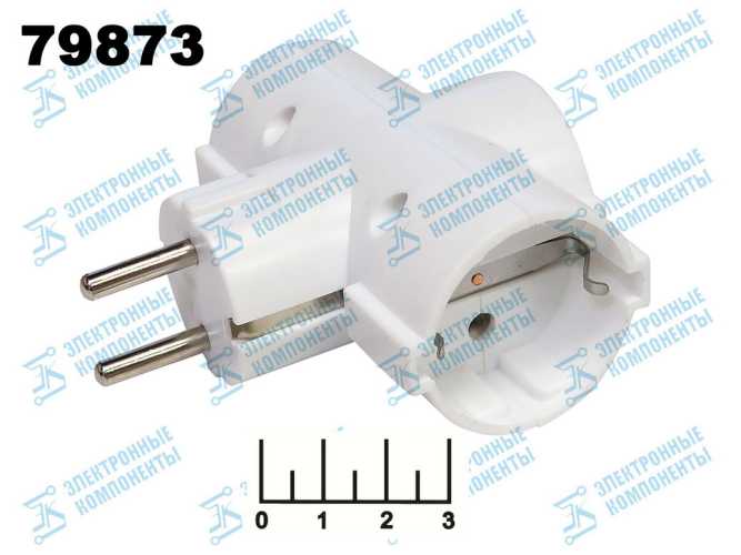 Тройник электрический /3 с землей 16A Smartbuy белый (SBE-16-A03-3Z)