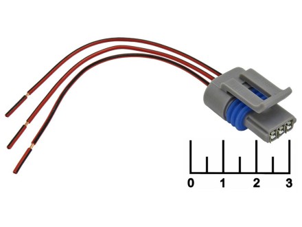 Разъем 3pin гнездо влагозащищенный на проводе 12162279 Cargen (AX330)