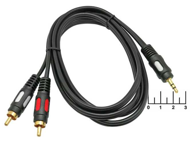Шнур 2RCA-AUD 3.5 стерео 1.5м gold пластик Premier (5-134)