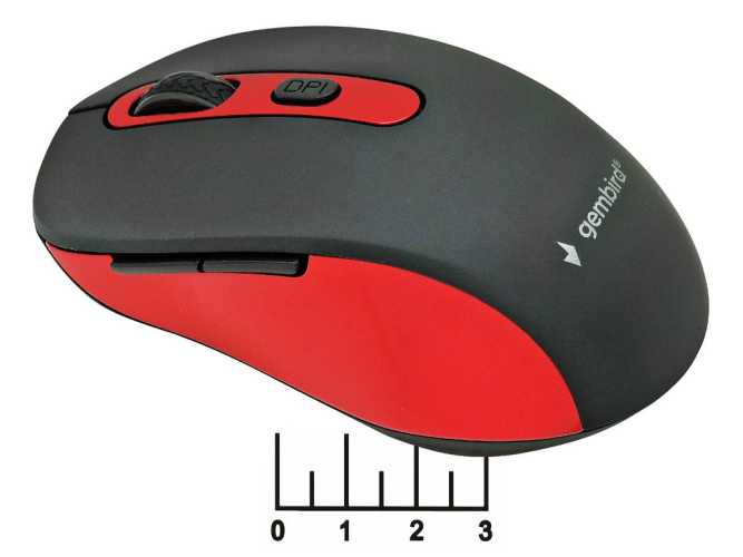 Мышь компьютерная USB беспроводная Gembird MUSW-221-R (черно-красная)