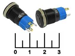 Кнопка 12A-P10DZ/ER с фиксацией антивандальная красная 24V (12мм) (круг) 4 контакта (черный мет)