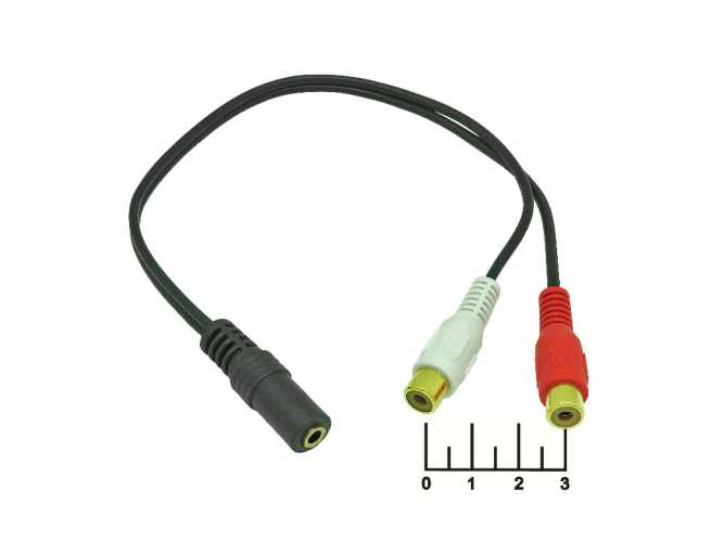 Переходник AUD 3.5 гнездо стерео/RCA 2 гнезда gold 30см Premier (2-215G)