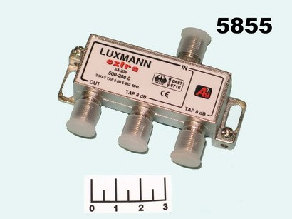 Телевизионный антенный разветвитель 2WAY 5-862 MHz 8dB проходной SA-208 Luxmann