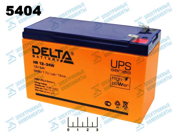 Аккумулятор 12V 9A HR12-34W Delta