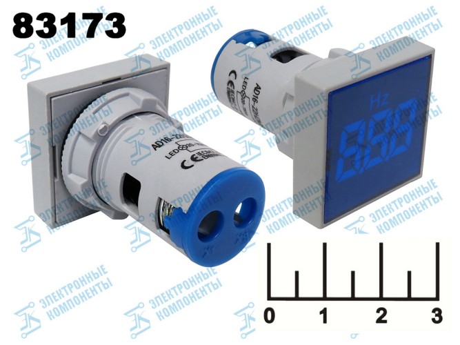 Частотомер 20-75Гц AC AD16-22HZMS синий 22мм (28*28мм)