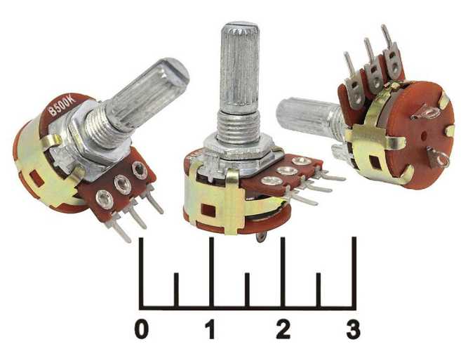 Резистор переменный 500 кОм B S16KN1 выкл (+46) (S0346/WH160)