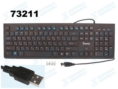 Клавиатура компьютерная USB проводная Smartbuy SBK-206US-K черная
