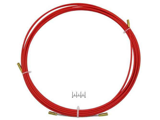 Струна для протяжки кабеля 3.5мм 10м мини УЗК красная (8-820) (47-1010)