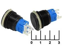 Кнопка 19A-P11DZ/ER с фиксацией антивандальная красная 24V (19мм) (круг) 5 контакта (черный мет)