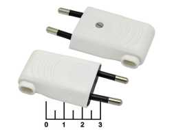 Вилка электрическая без земли угловая белая плоская TDM