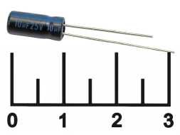 Конденсатор электролитический ECAP 10мкФ 25В 10/25V 0511 105C (TK)