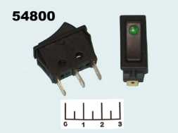 Выключатель 12/16 12V 16A IRS-1C черный LED зеленый 3 контакта (подсветка 12V)