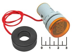 Амперметр 0-100A AD16-22DSA (20-500V) желтый 22мм (28мм)