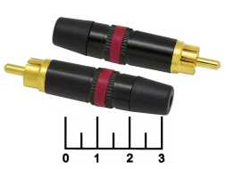 Разъем RCA штекер gold металл красный