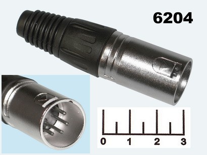 Разъем XLR штекер 5 контактов на кабель хром