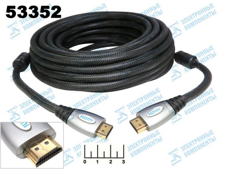 Шнур HDMI-HDMI 10м gold металл шелк (фильтр) Dayton 1.4В (7-1004)