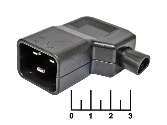 Разъем питания 3pin штекер C20 угол на кабель (SS-360)