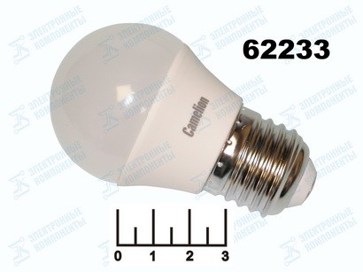 Лампа светодиодная 220V 8W E27 3000K белый теплый шар G45 матовая Camelion (45*86) (720lm)