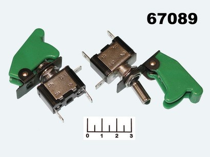 Тумблер 12/20 ASW-07D LED зеленый 3 контакта с защитой (SAC-01)