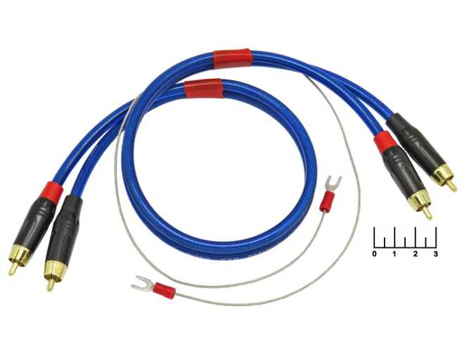 Шнур 2RCA-2RCA 0.5м gold с заземлением