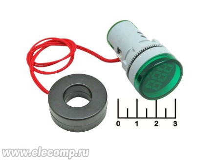 Амперметр 0-100A AD16-22DSA (20-500V) зеленый 22мм (28мм)