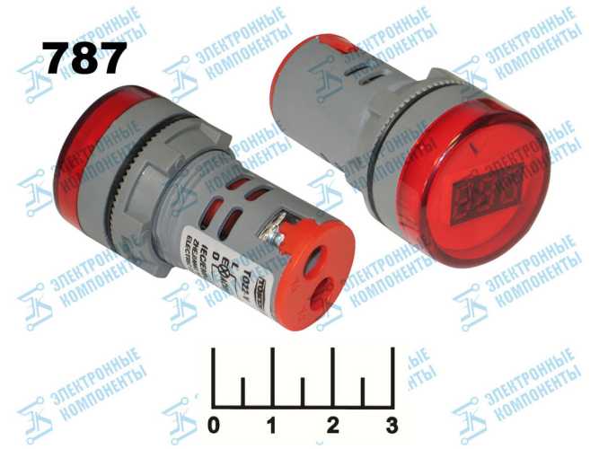 Вольтметр 60-500VAC TO22-V красный 22м (28мм)