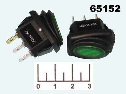 Выключатель 14/20 R13-278B8 LED зеленый 3 контакта