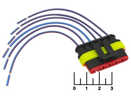 Разъем 6pin гнездо влагозащищенный на проводе 282090 Cargen (AX323-2)