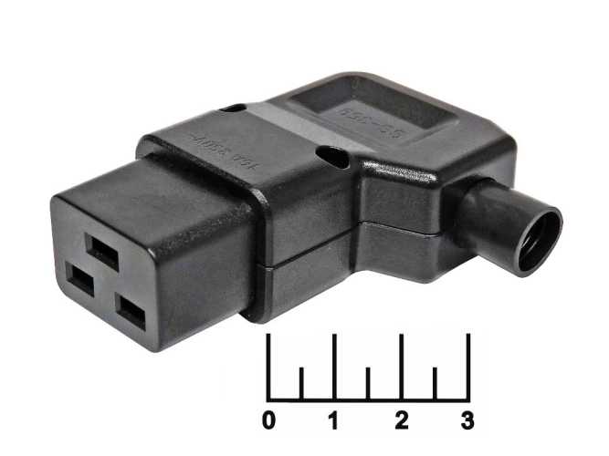 Разъем питания 3pin гнездо C19 на кабель (SS-359)(угол)