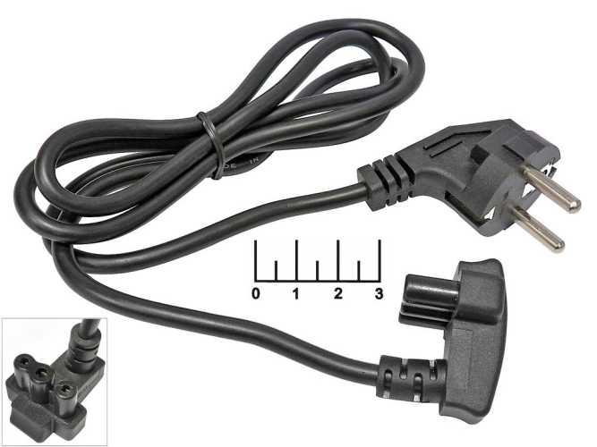 Шнур сетевой 3pin гнездо C19 угол 1.2м (вилка угловая)