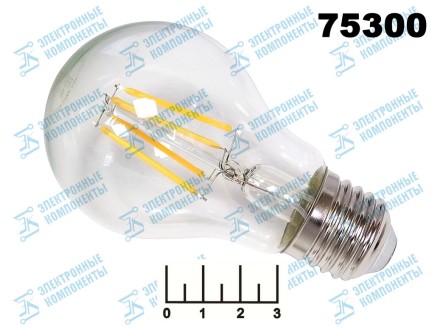Лампа светодиодная 220V 9W E27 2700K белый теплый А60 прозрачная филаментная Feron LB-63 (25631)