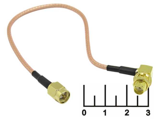 Переходник SMA штекер/SMA гнездо угол gold 20см