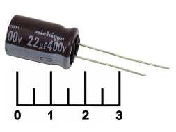 Конденсатор электролитический ECAP 22 мкФ 400В 22/400V 1320 105C Nichicon