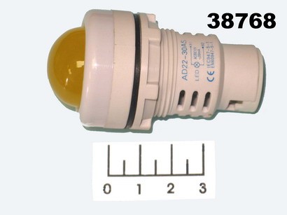 Лампа 12V в плафоне LED желтая AD22-30AS-W (28мм)