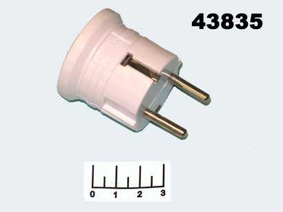 Вилка электрическая с землей белая