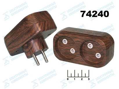 Тройник электрический /2 без земли 6A (бук) TDM SQ1806-0078