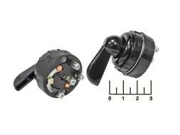 Выключатель поворотный 3 положения LED зеленый (12V) (11-011)